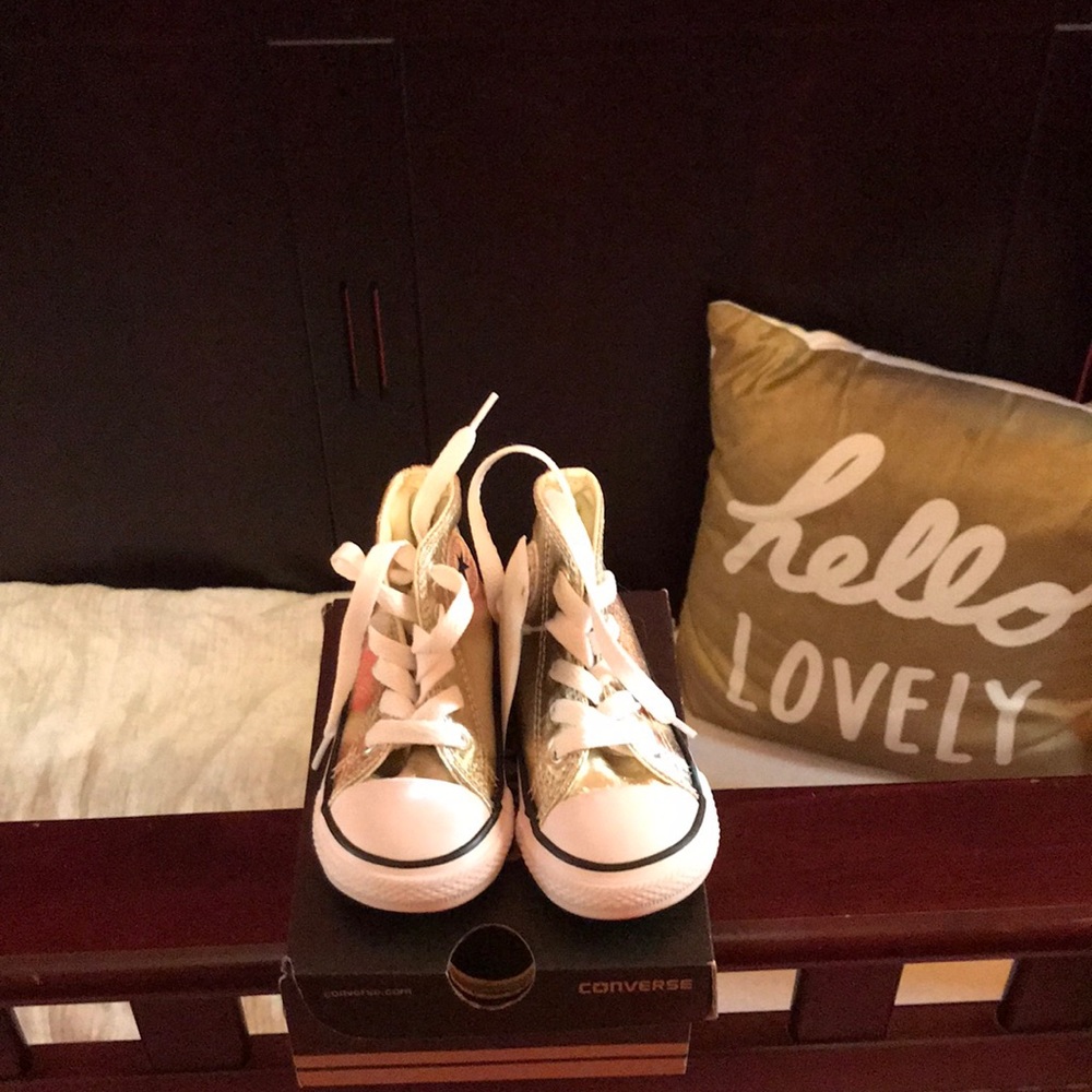 GOLD Converse high tops Toddler size 5